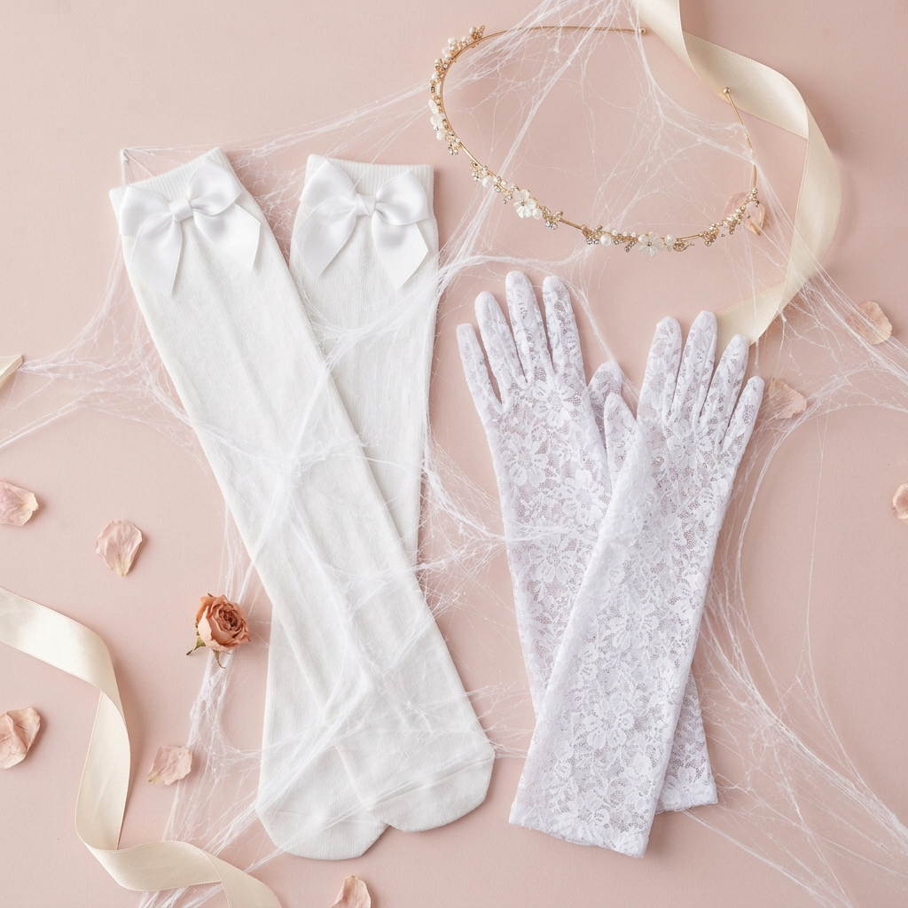 Pack de hada (diadema, medias y guantes blancos)